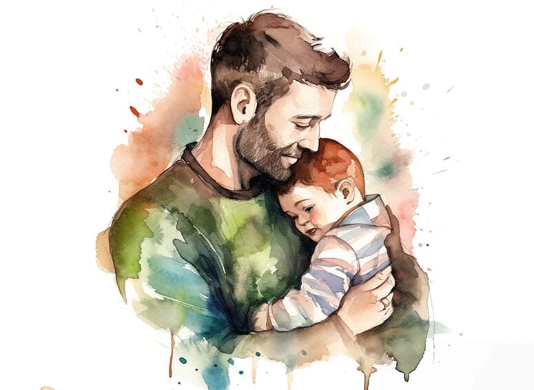 Isä ja lapsi piirroskuva