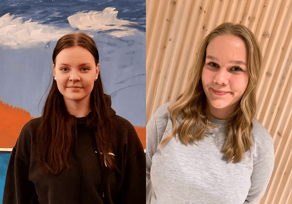 Kaksi nuorta naista, Helmi ja Alisa kevään 2024 ohjaajapäivillä.